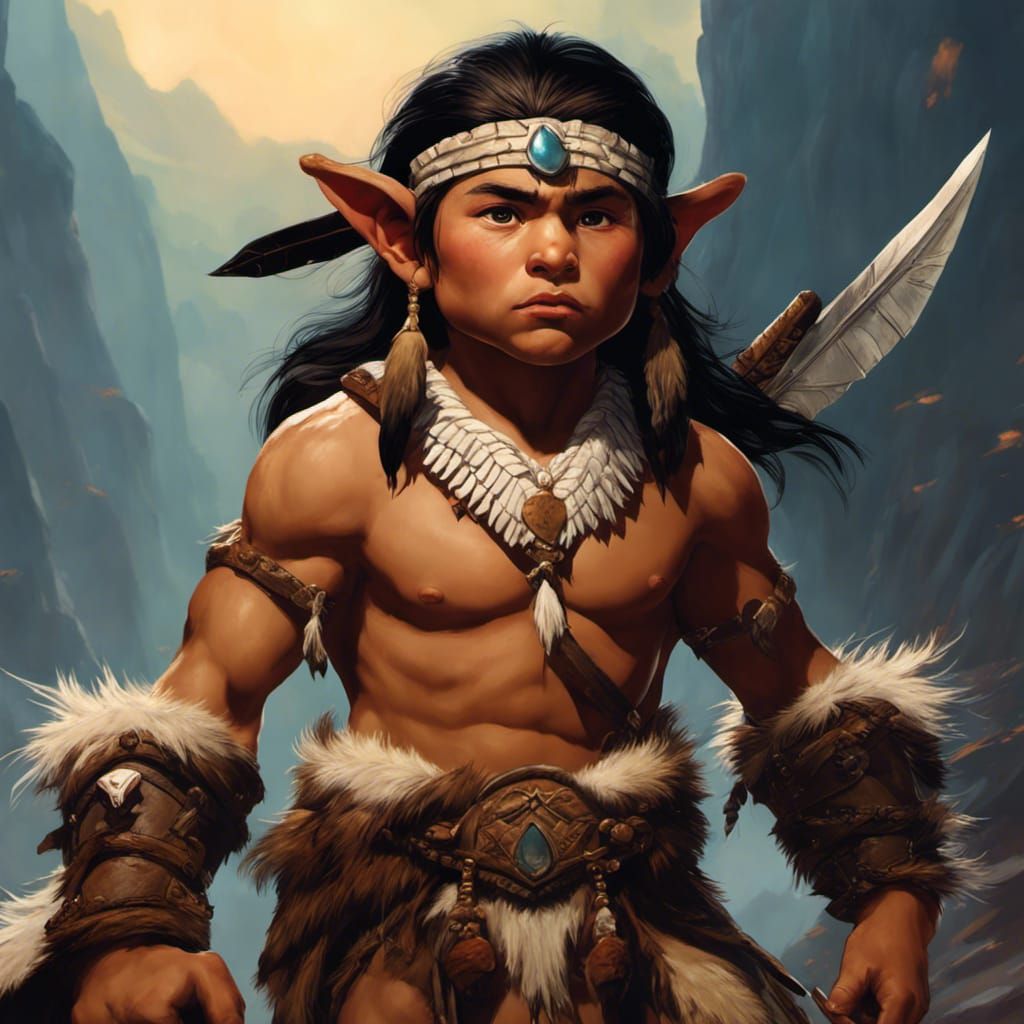 Halfling Warrior in Dark Fantasy Style