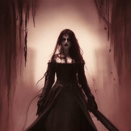 Bloody Bride in Gothic Horror Style
