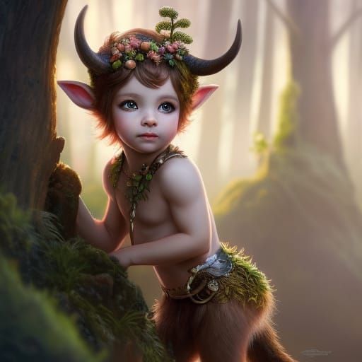 Adorable Faun Concept Art in Digital Style