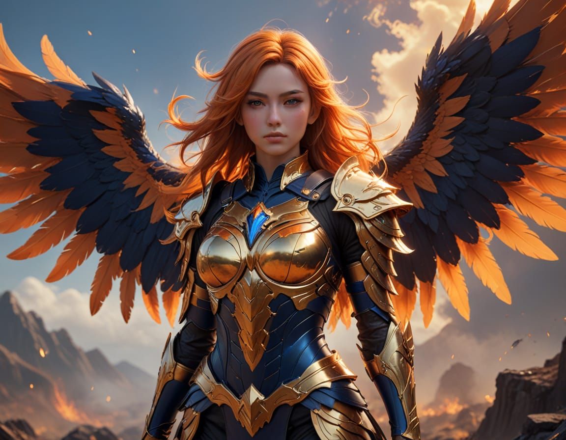 Epic Anime-Inspired Warrior in a Burning Wasteland