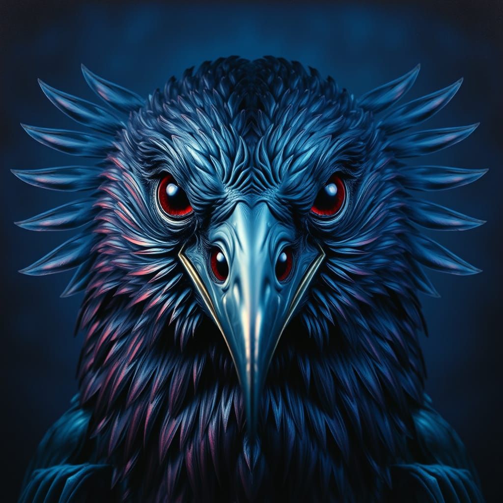 Otherworldly Crow with Diamond Eyes in a Dreamlike Style
