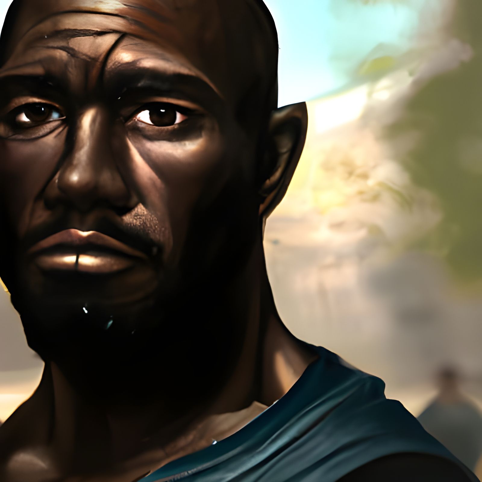 Detailed Portrait of Black Man in Digital Art Style