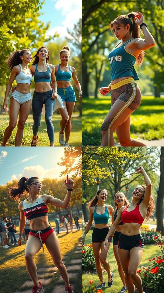 Female Bodybuilders Enjoying a Day in the Park