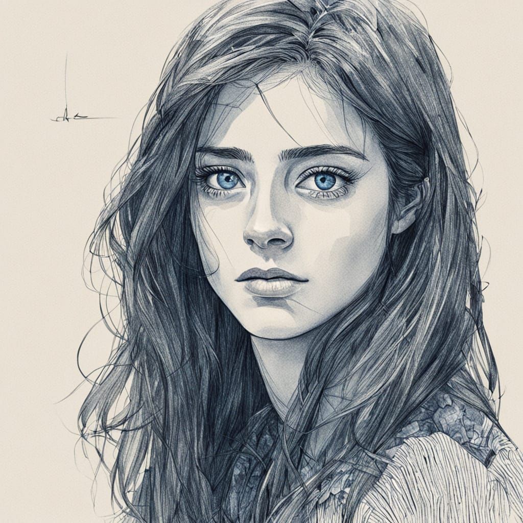 A Young Girl Contemplates in a Poetic Landscape