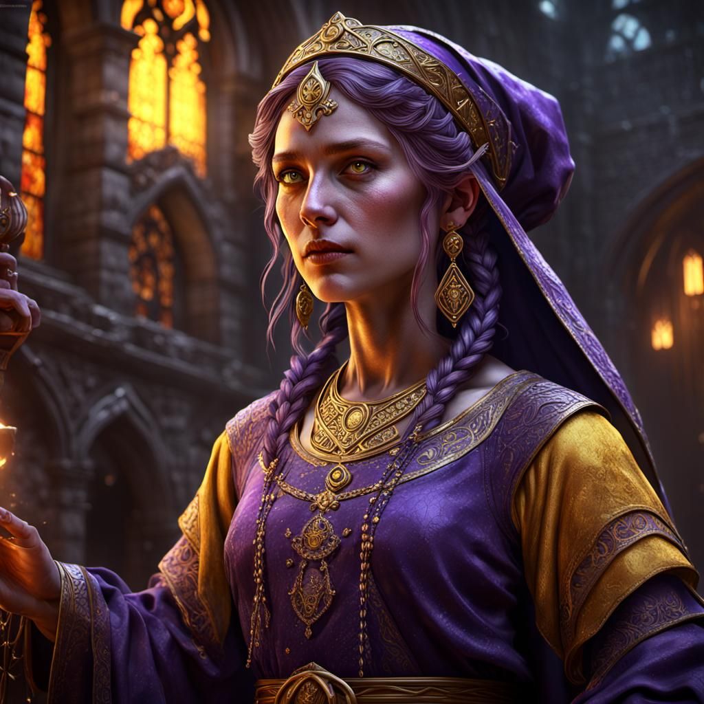 Medieval Woman in Dark Fantasy Art Style
