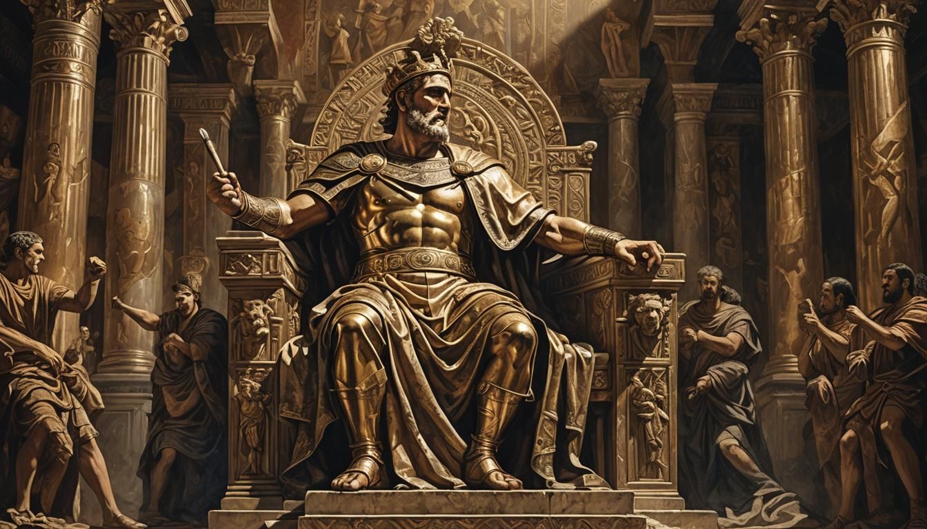 King of Clusium in Baroque-Lit Throne Room