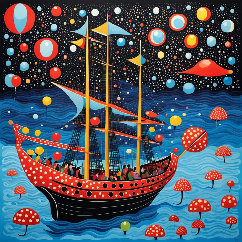 Polka Dot Ship of Fools, Kusama Style