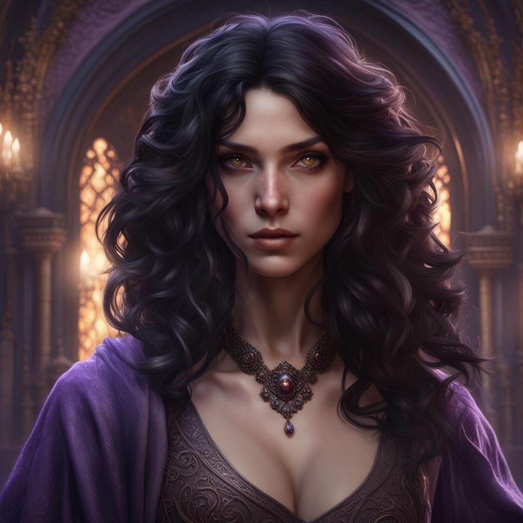 Enigmatic Sorceress Portrait in Hyperdetailed Fantasy Art