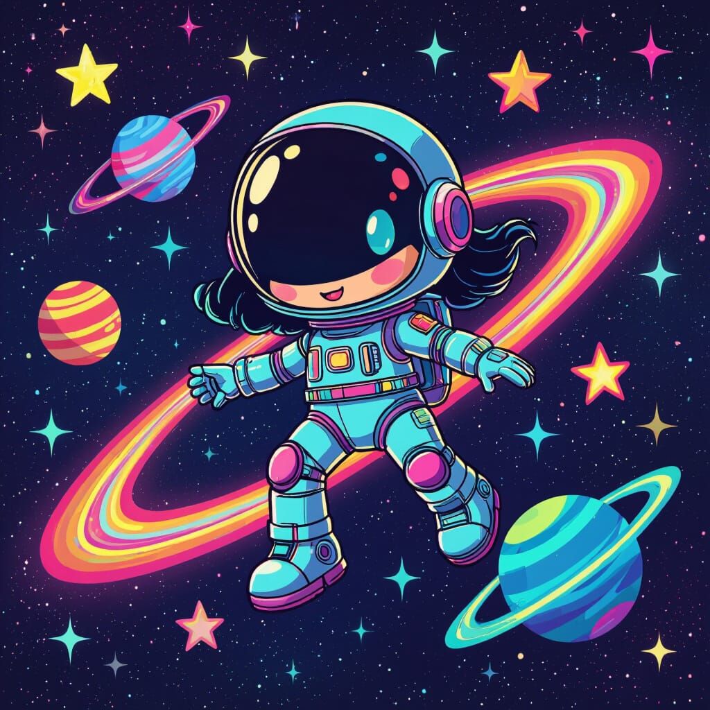 Space Molly Character in Neon Galaxy, Murakami & Garcia Styl...