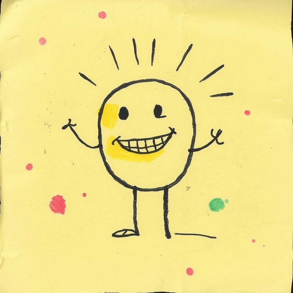 Naive Sketch on Worn Paper in Childlike Style