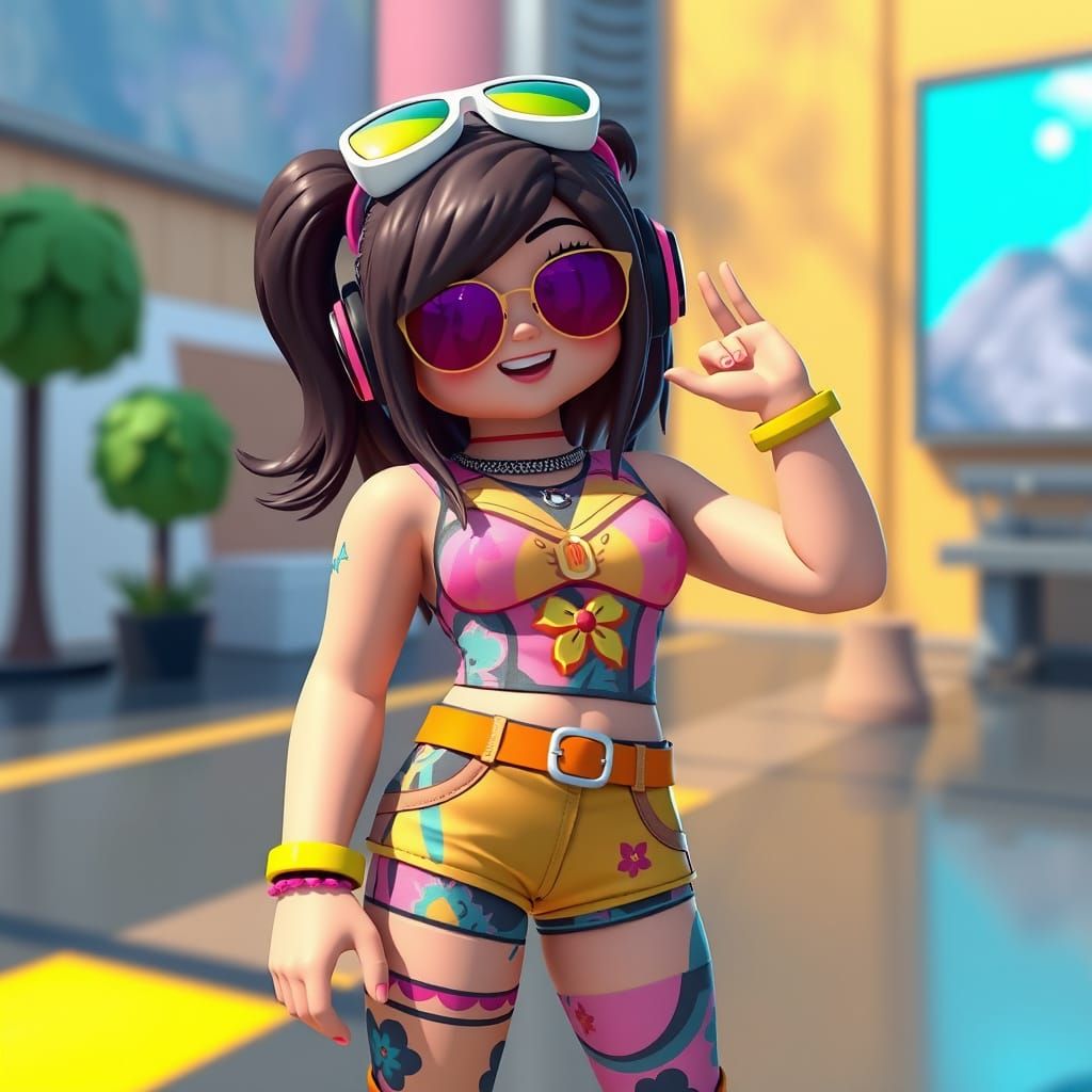 Roblox Girl Posing in Virtual World: Digital Art