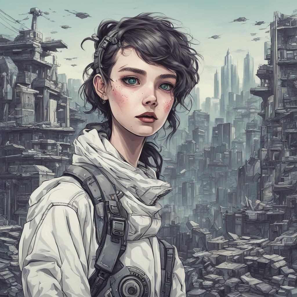 Dystopian Girl Portrait: Cool and Futuristic
