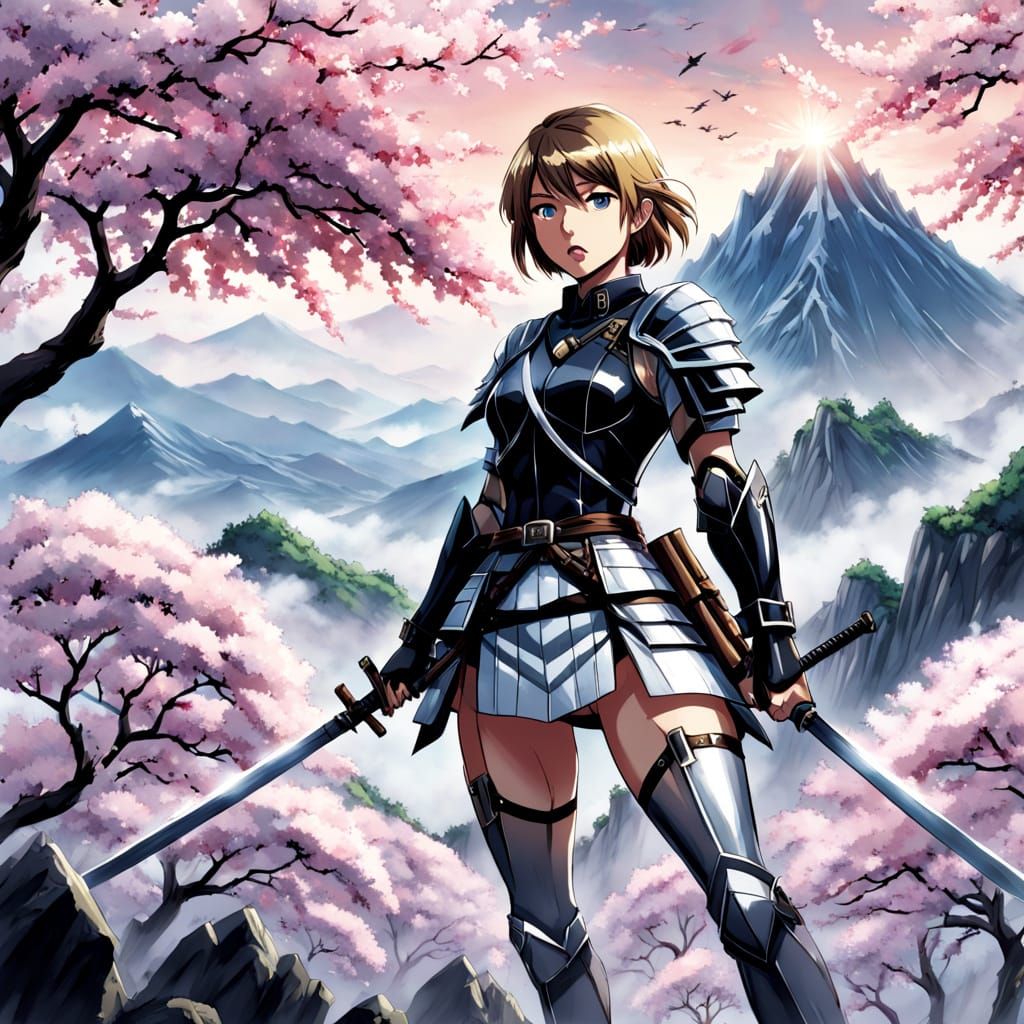 Anime Warrior Goddess in Samurai Armor
