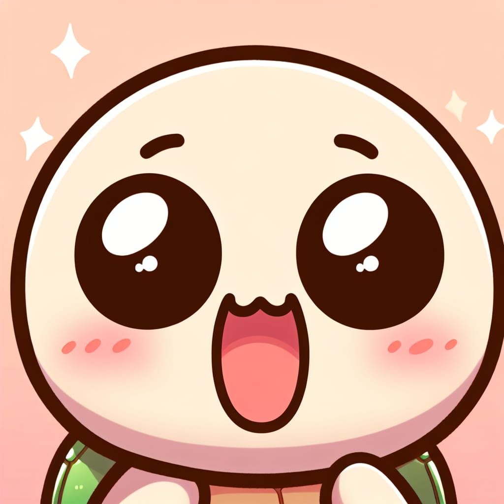 Charming Cartoon Turtle Radiating Joy and Excitement