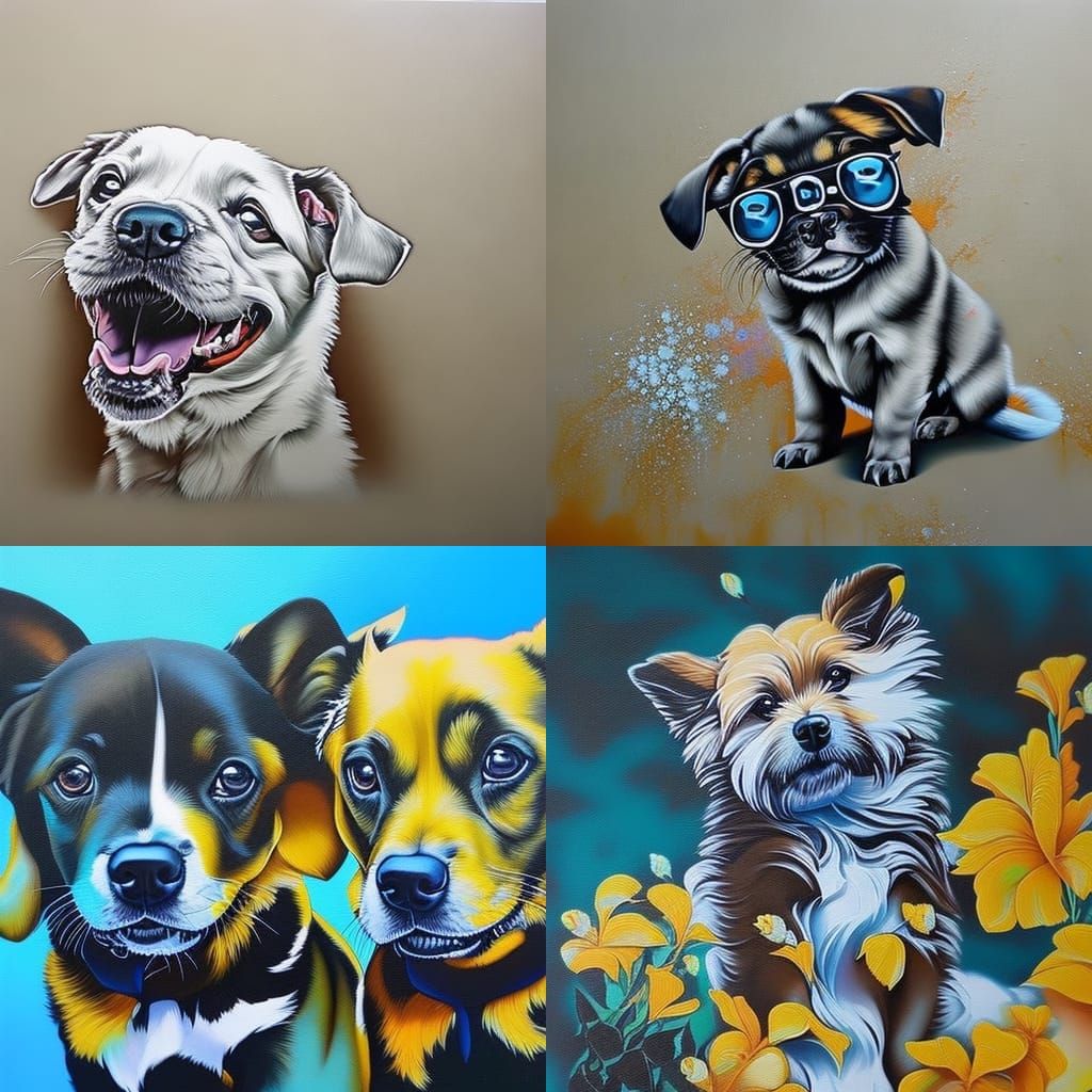 Colorful Graffiti Art of Cute Puppies