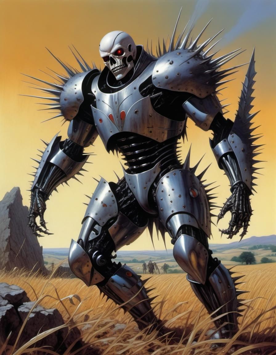 Grim Cyborg Guardian in Hyperion Fields