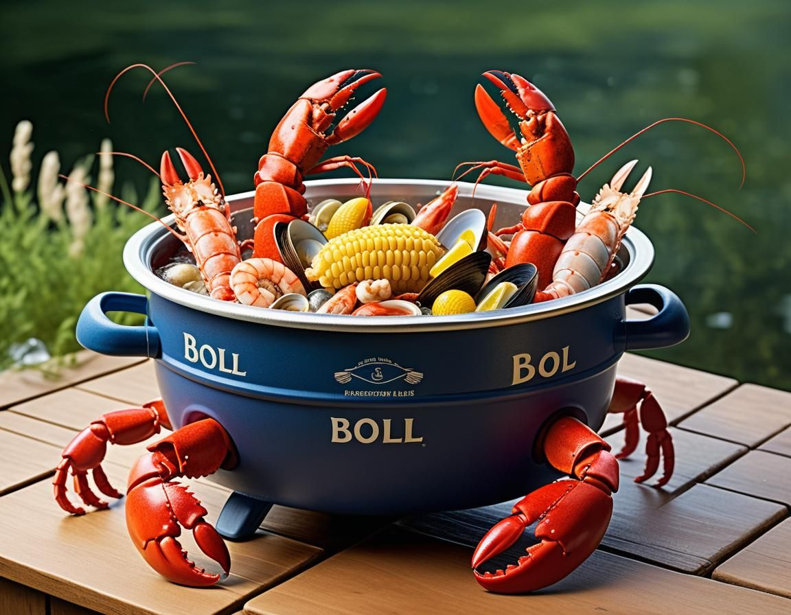 Anthropomorphic Shellfish Hot Tub in Seafood Boil