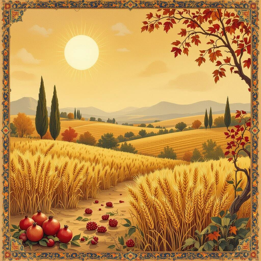 Persian Autumn Landscape in Golden Light