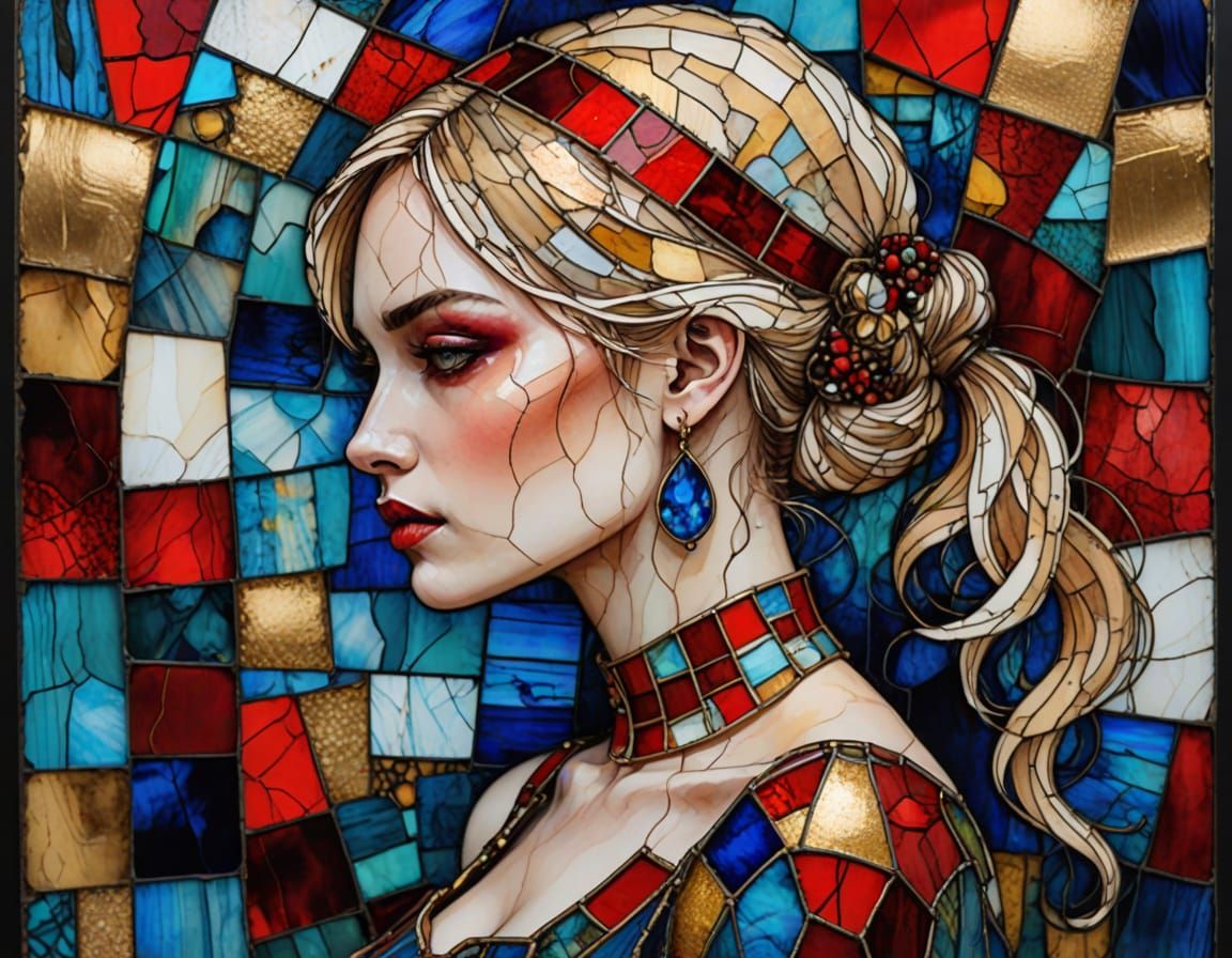 Striking Portrait of Woman with Alcohol Ink Aesthetic