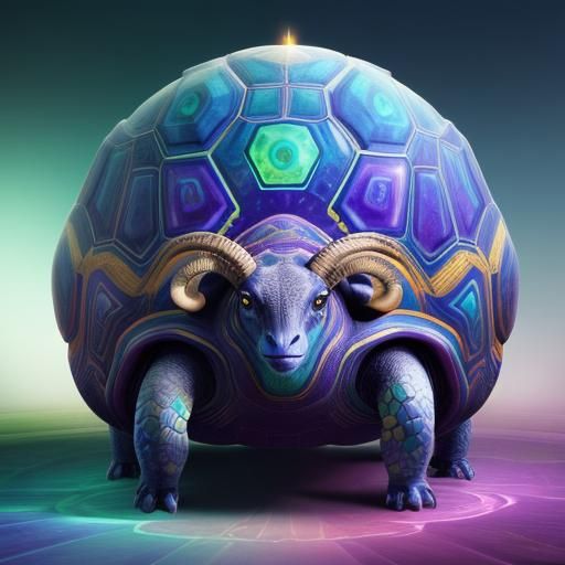 Aztec Geode Tortoise with Mystical Symbol