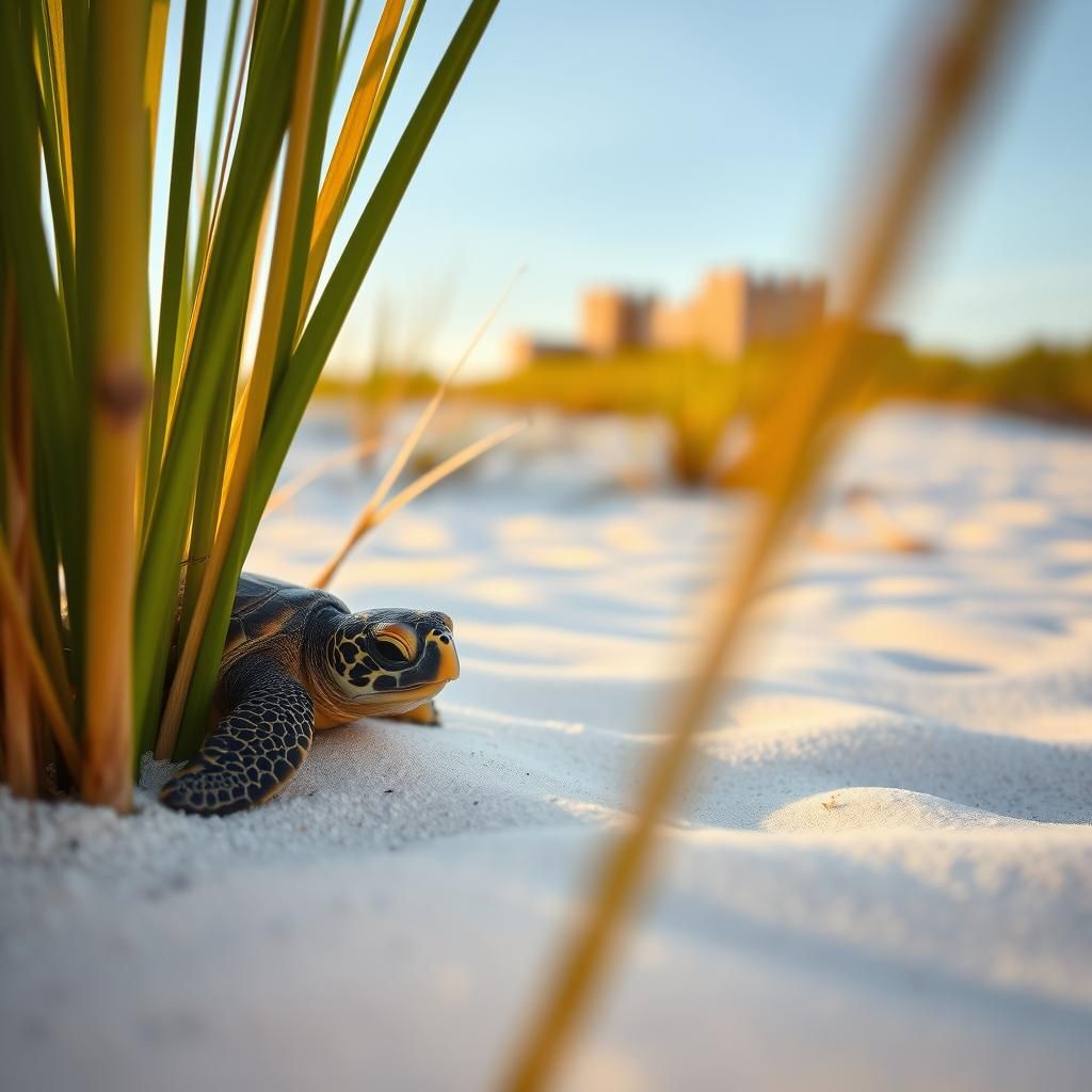 Sea Turtle Emerges on Sunny Shore