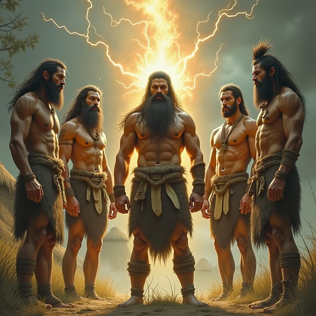 Prehistoric Warriors Harnessing Elemental Powers