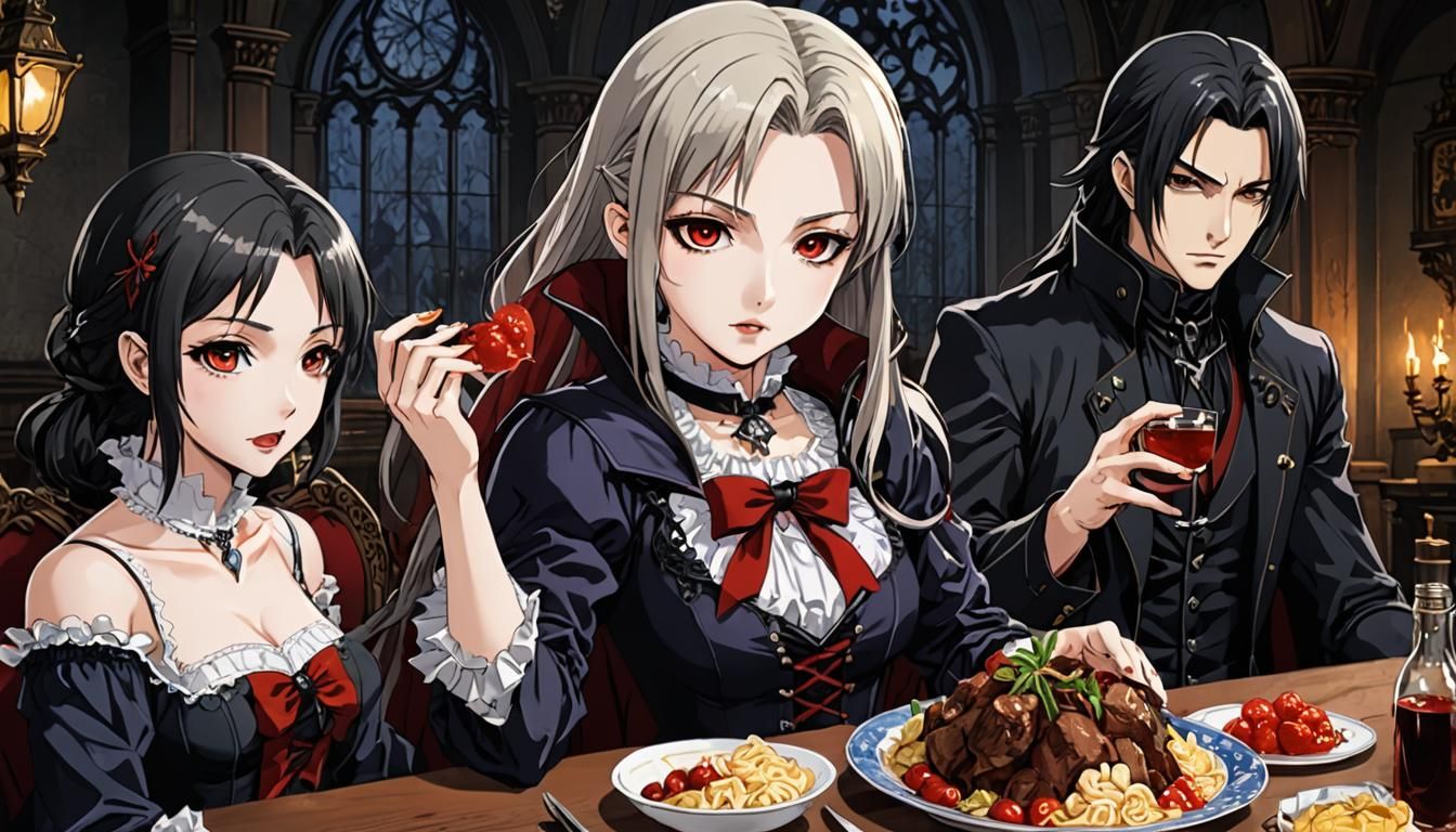 Anime Style Female Vampire Feeding