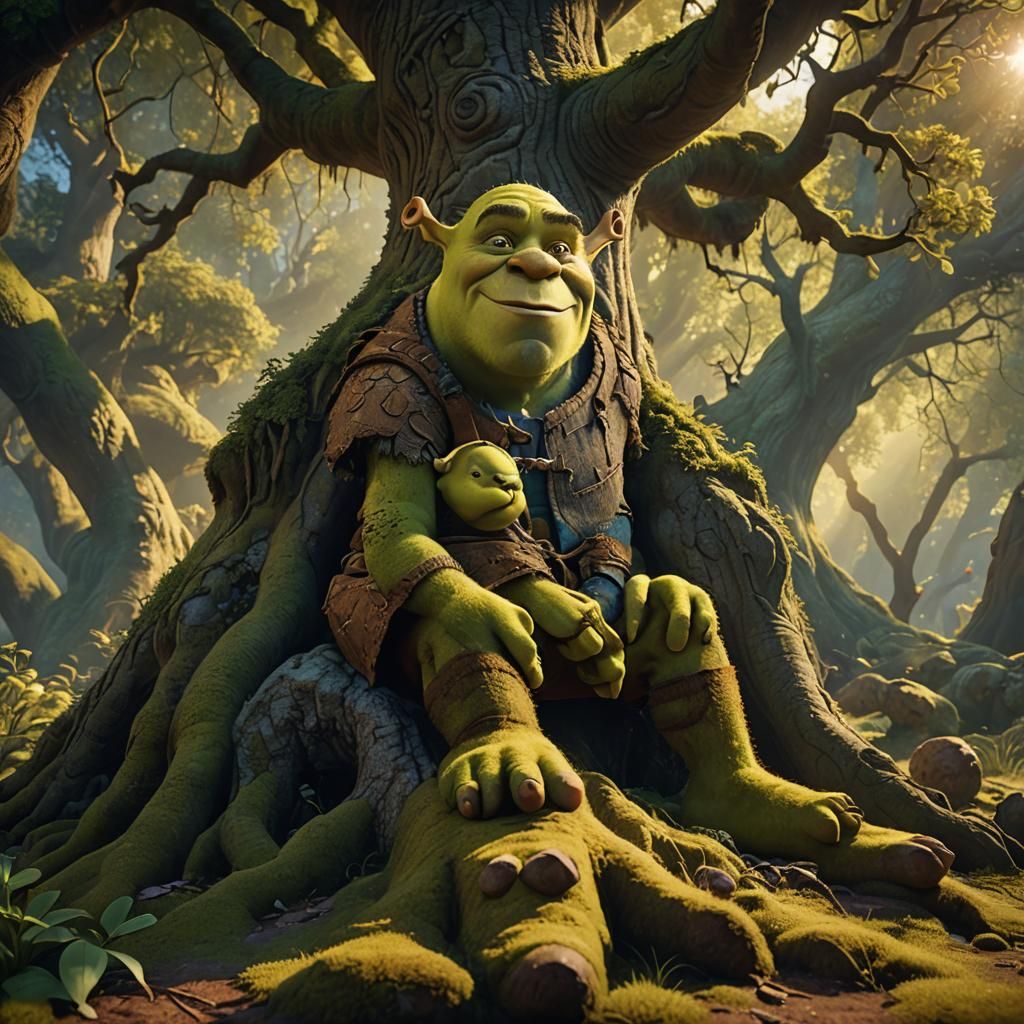 Shrek Enjoys Forest Scenery in Detailed Matte Painting