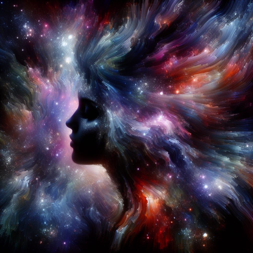 Surreal Cosmic Goddess Radiates Starlight