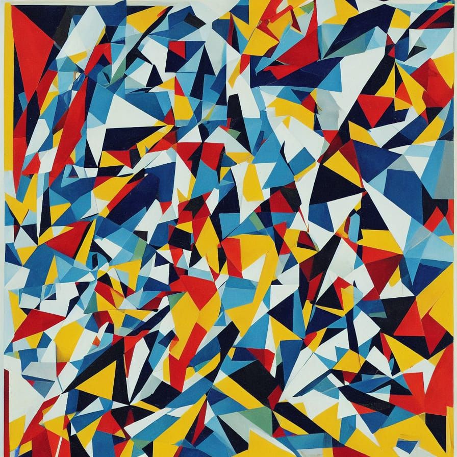 Cyborg Woman Portrait in Cubo-Futurist Style