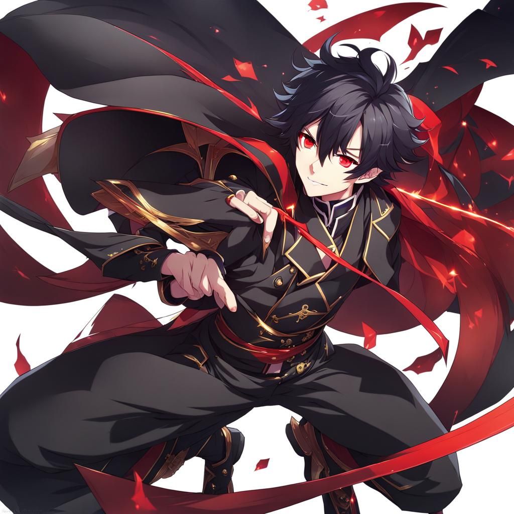 Genshin Impact Style Character Design: Red Eyed Boy