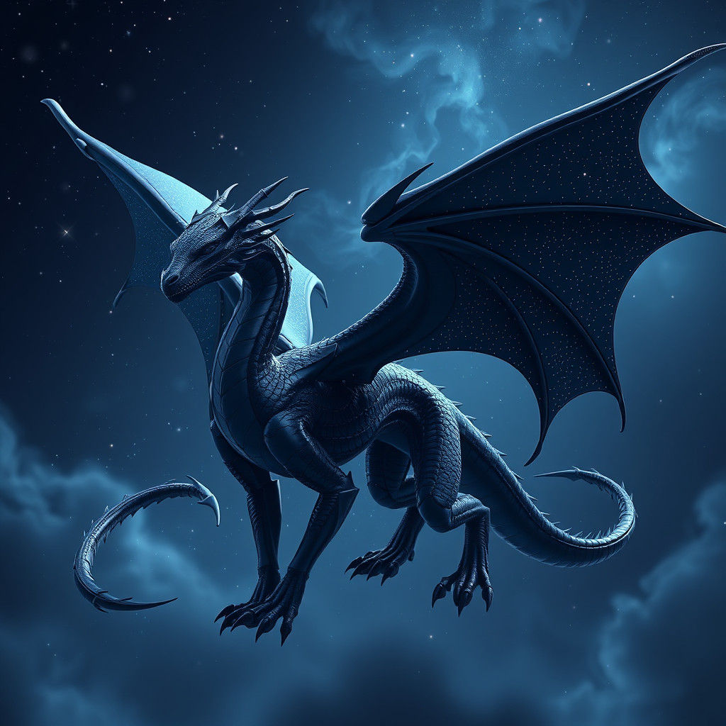 Spectacular Star-Winged Dragon in 3D Anime Art