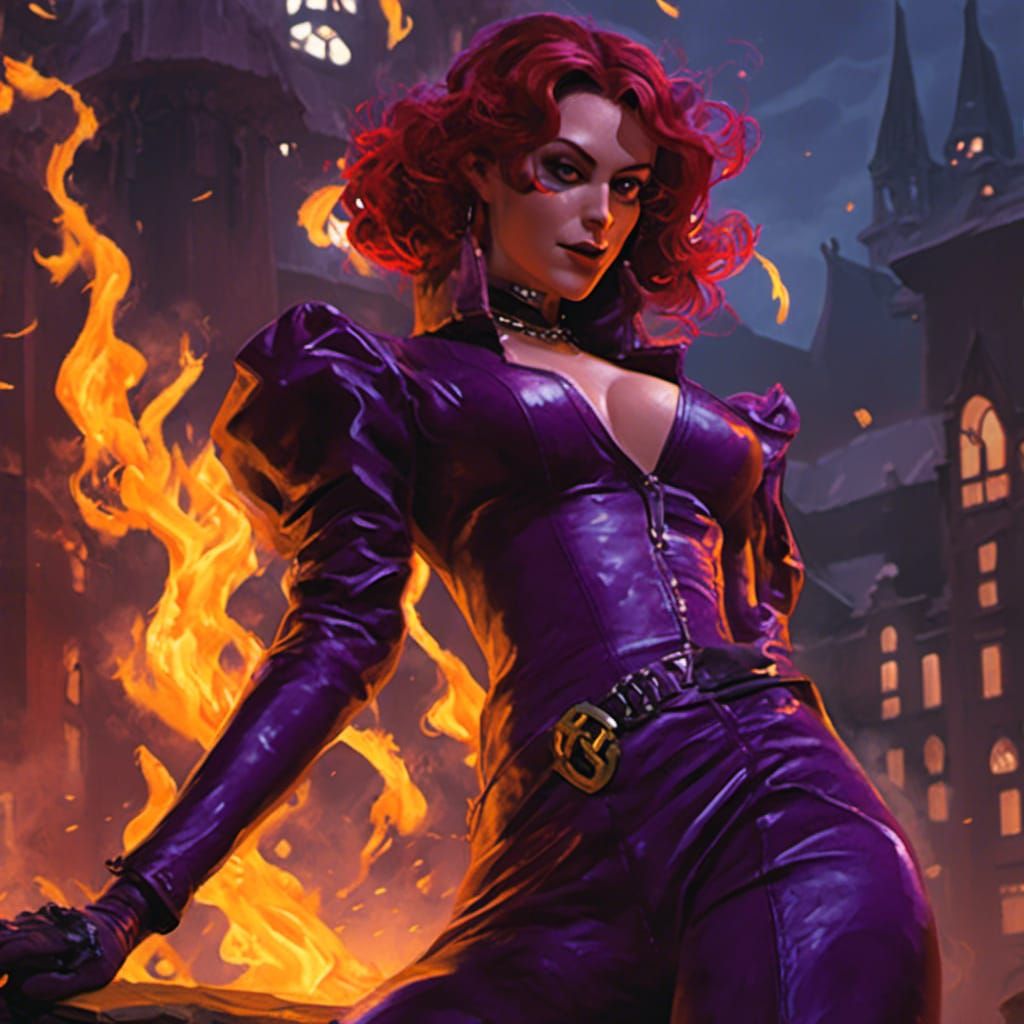 Fantasy Villainess with Fire Magic, Dark Fantasy Style