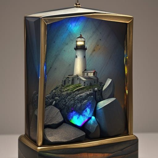 A lighthouse made of multi fire Labradorite.