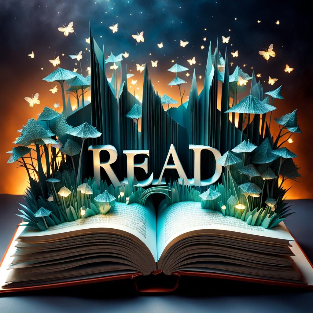 3D Paper Letters "Read Books" Art