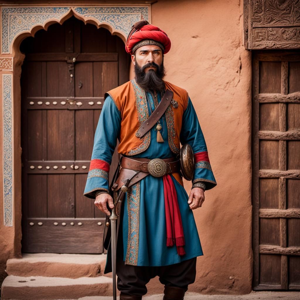 Crimean Tatar Warrior in Dreamlike Landscape, Digital Art