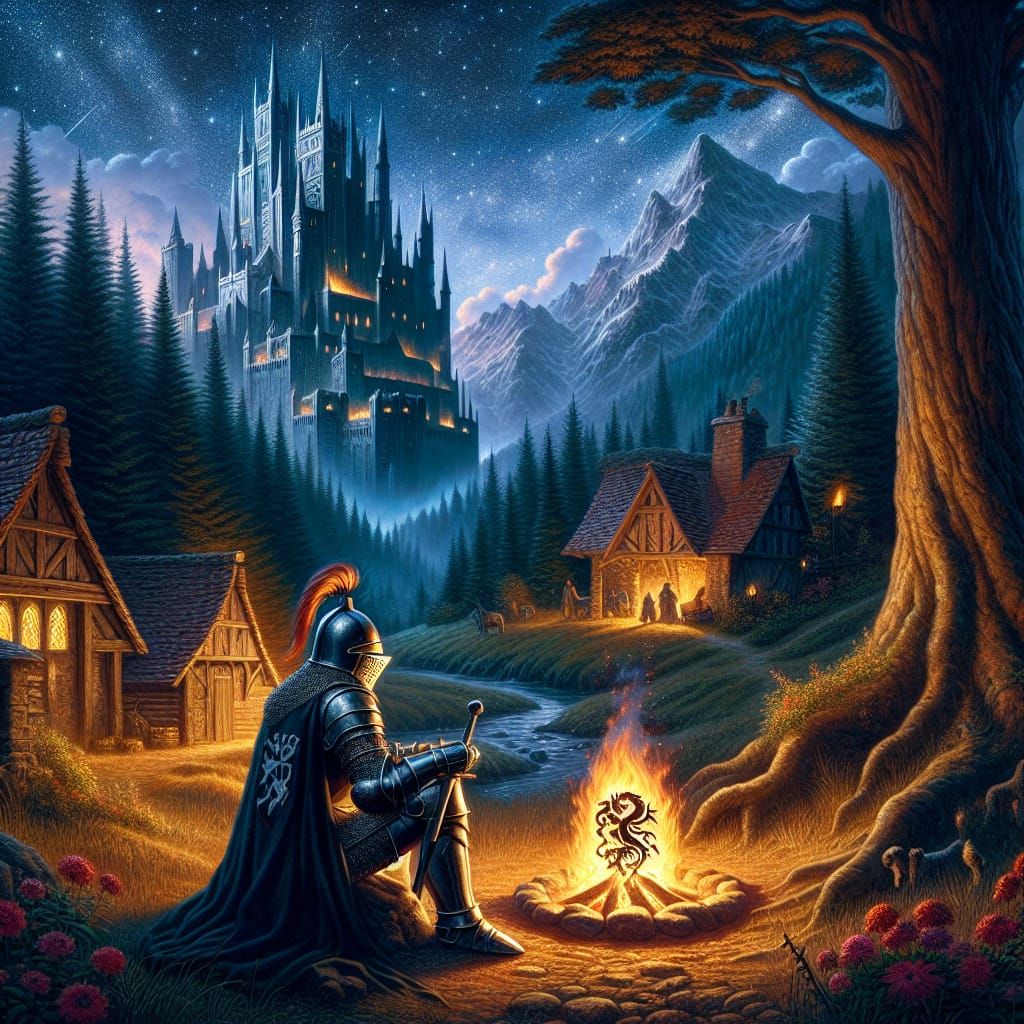 Enchanted Valley Knight Under Eternal Summer Sky