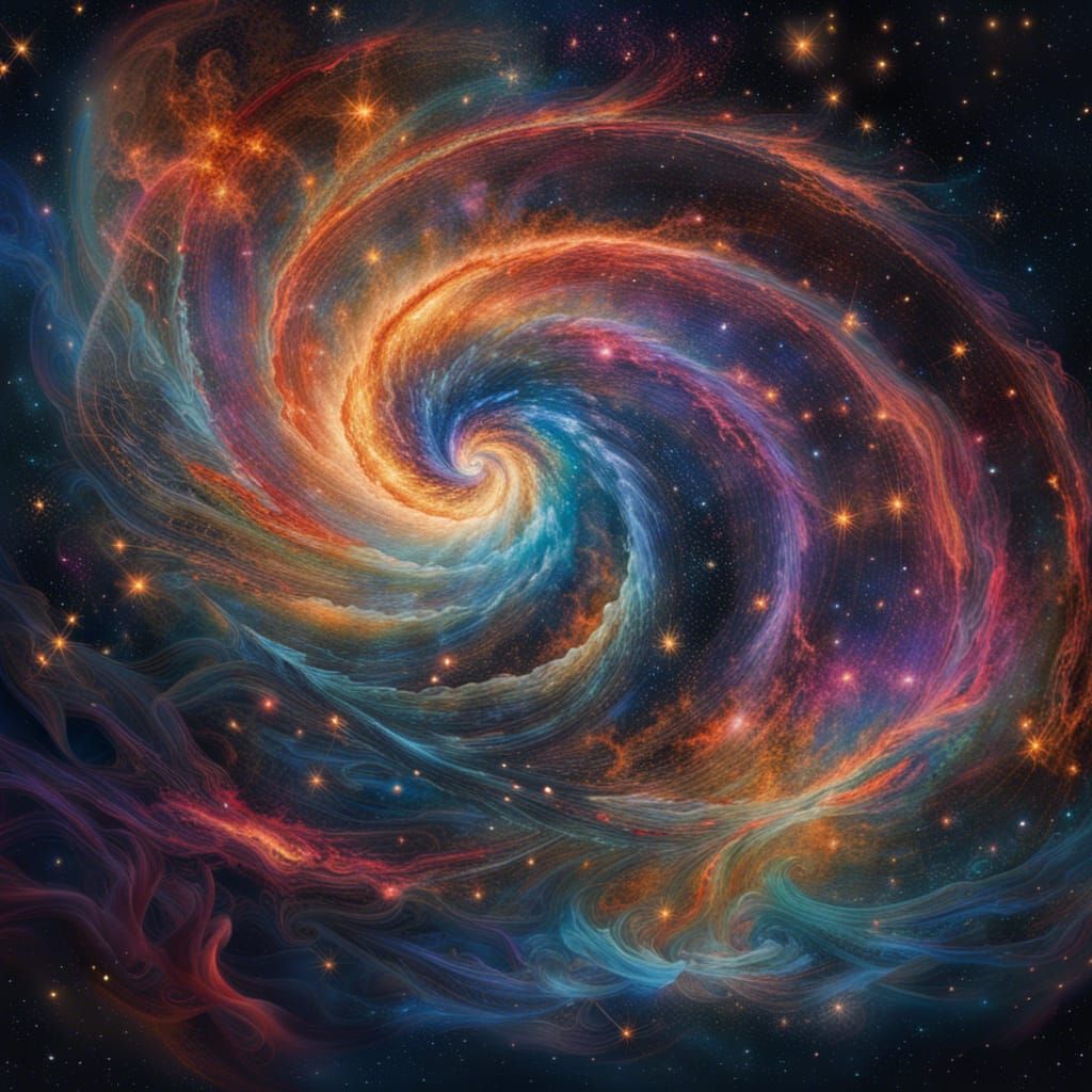 Cosmic Stars Swirl in Colorful Nebula