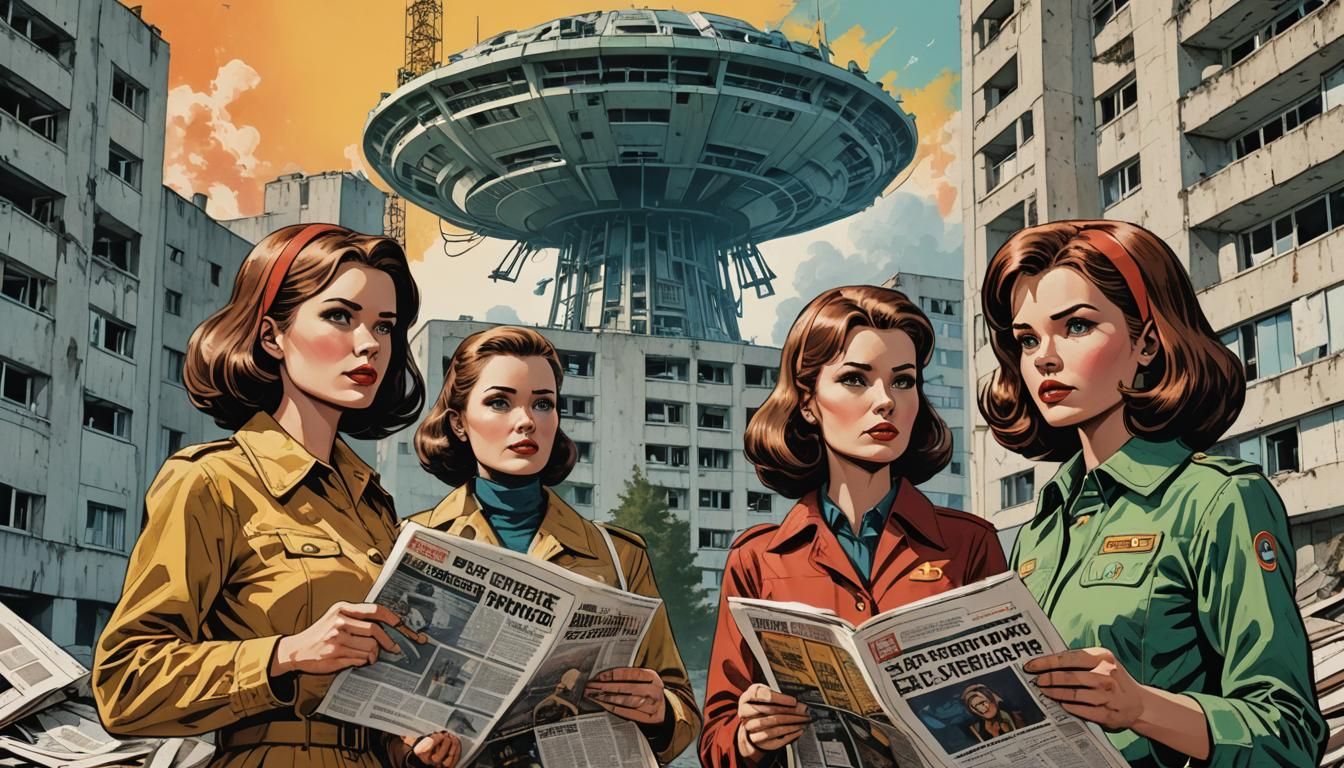 Retro-Futuristic Chernobyl Comic Book Cover