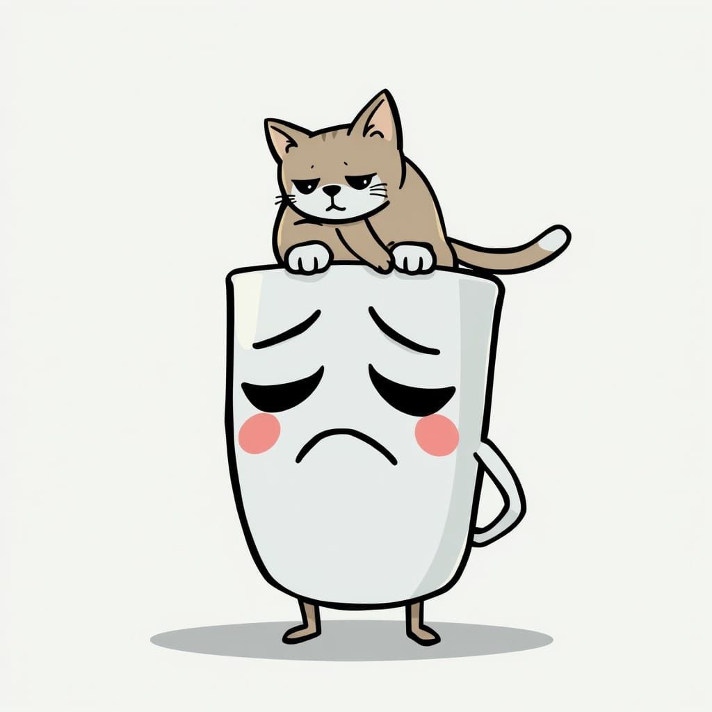 Mourning Coffee Cup Bear a Heavy Cat