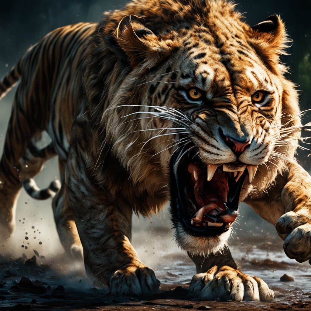 Terrifying Lion Attack on Frightened Tiger