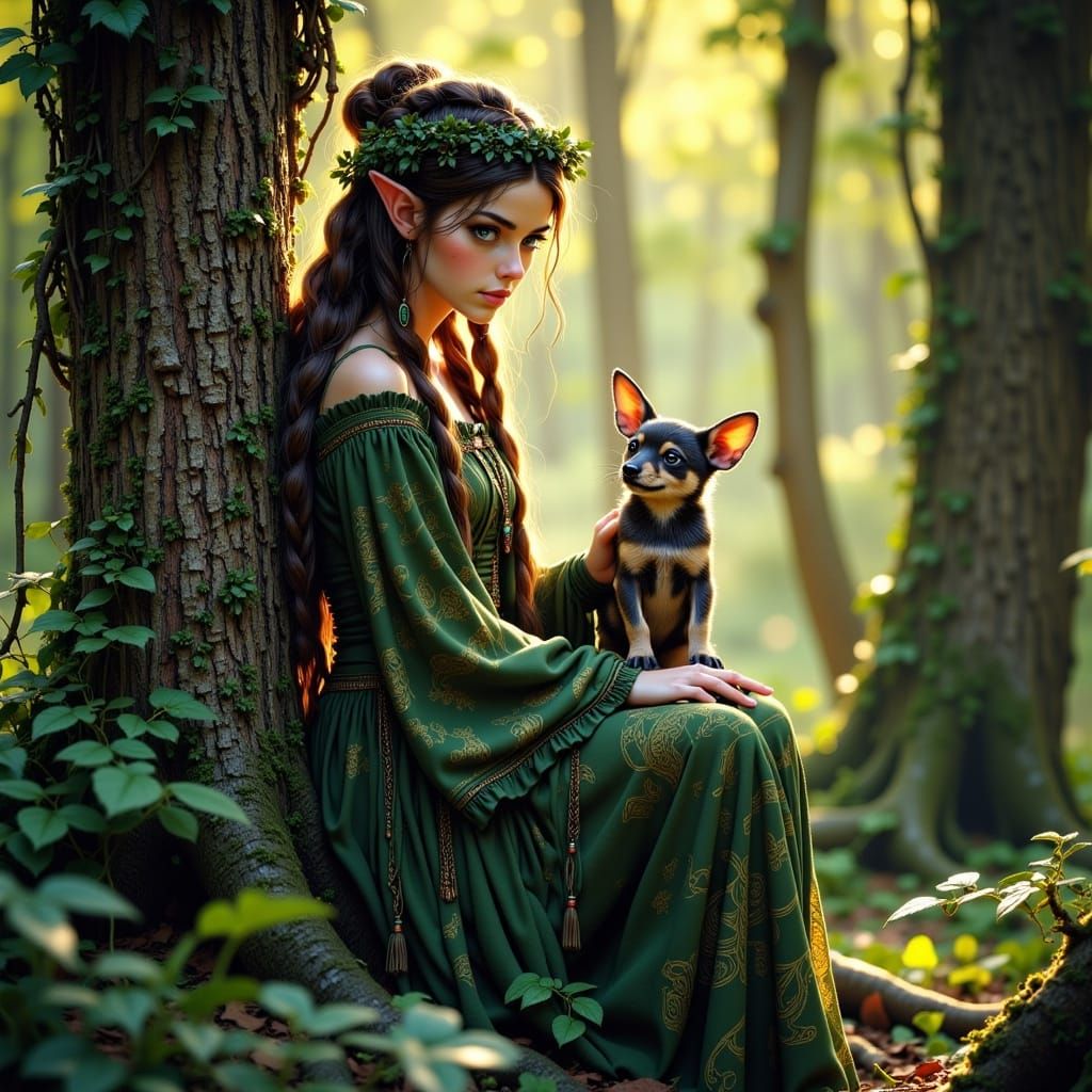 Forester and dog Merc conversing with the forest ...