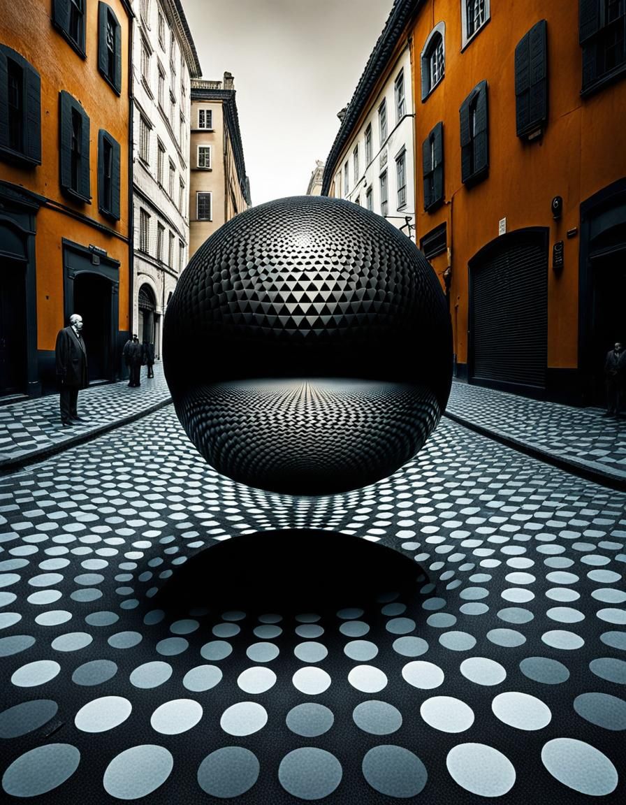 Sphere Optical Illusion in Vasarely Style