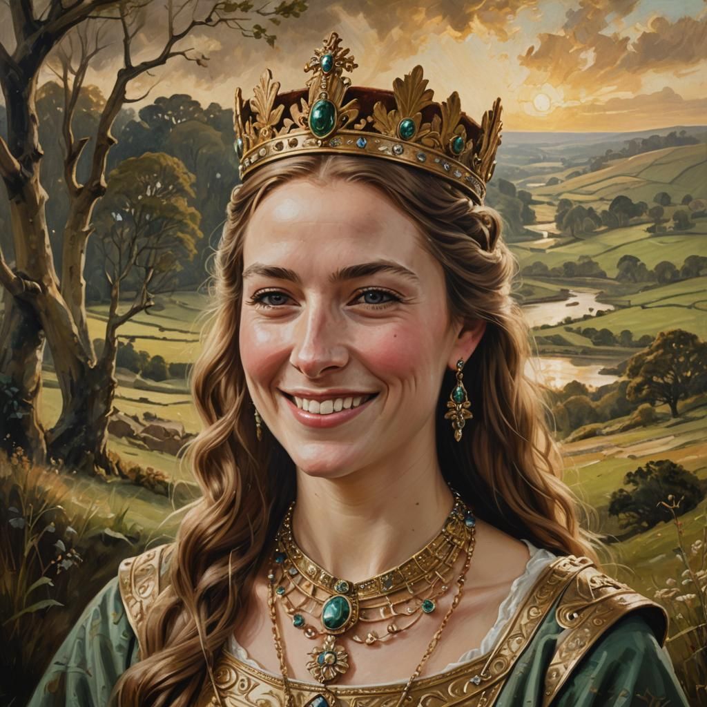 Queen Ealdgyth of Wessex Portrait in Oil Painting Style