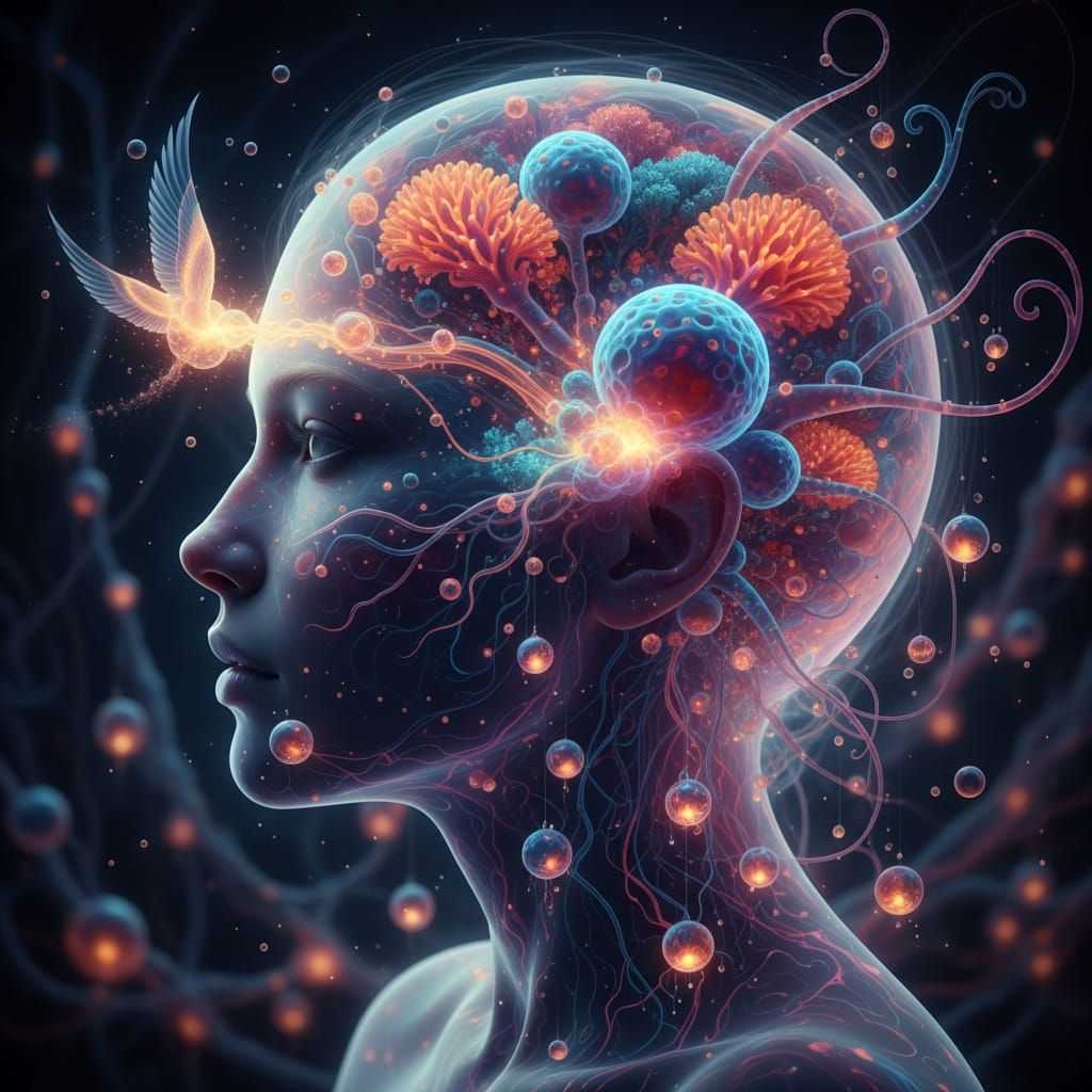 Surreal Woman's Mind as Living Landscape