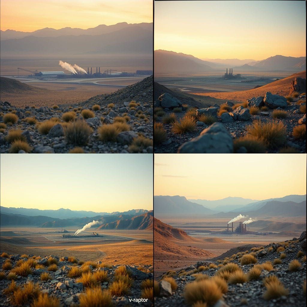 Industrial Mining Complex on Rocky Plains