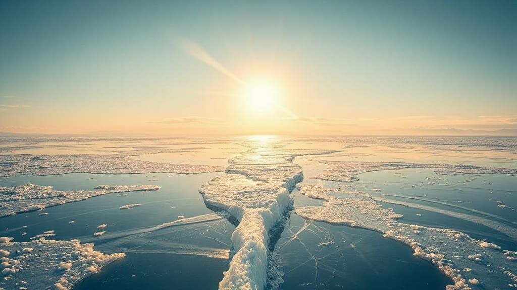 Frozen Lake Meets Arid Riverbed: Hyperrealistic Collage