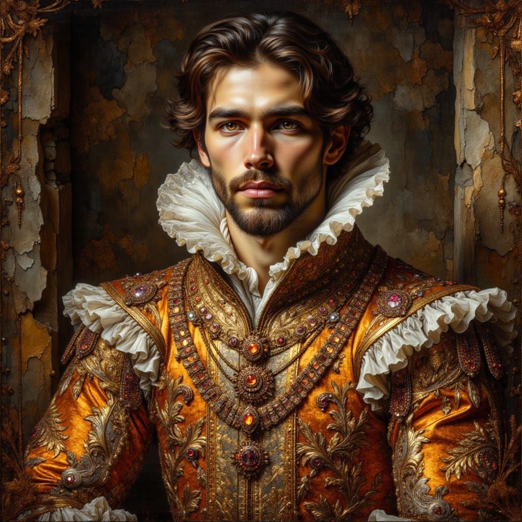 Tudor Gentleman Portrait in Digital Matte Painting Style