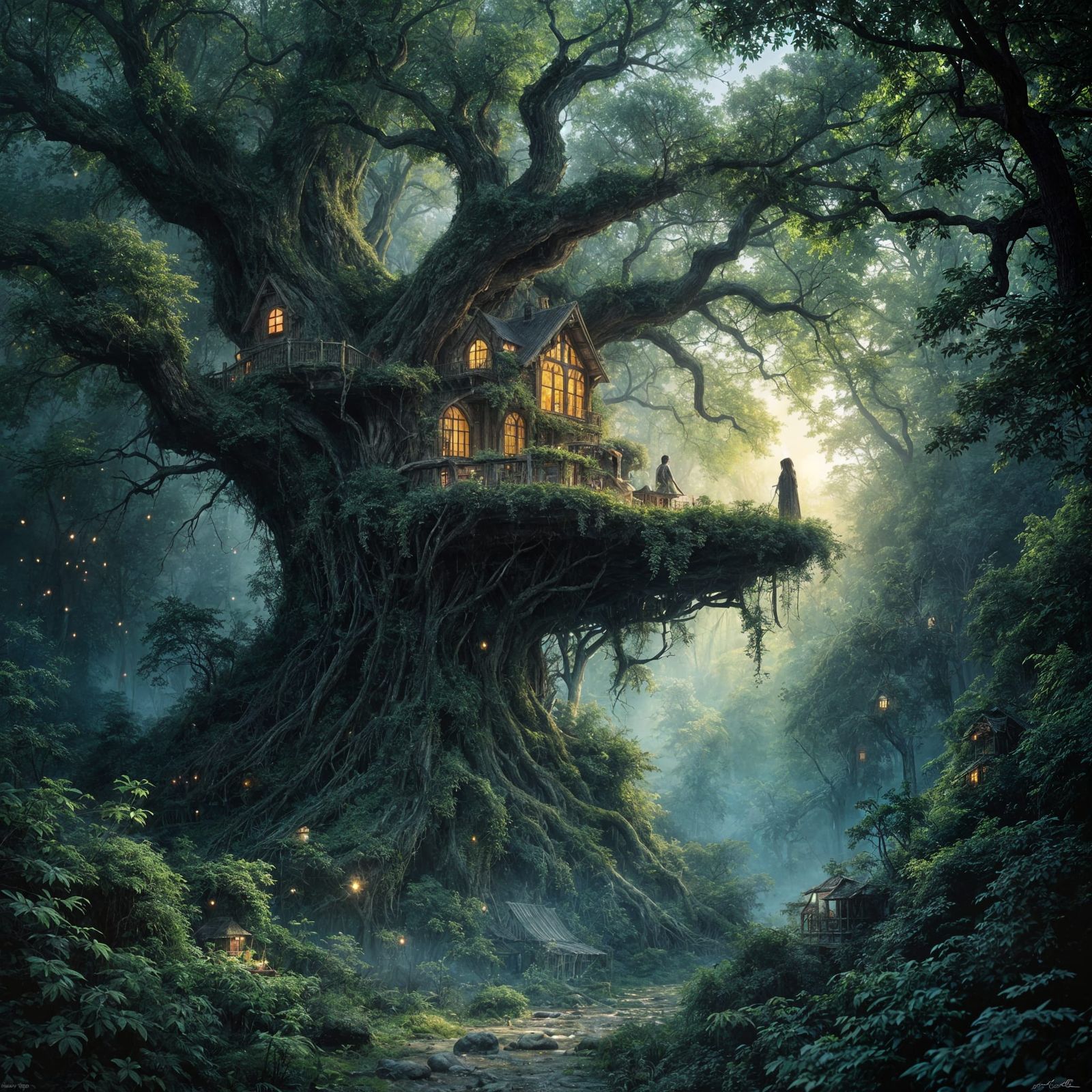 Lush Forest Treehouse in Royo Style