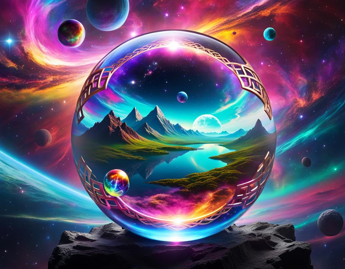 Teslapunk Planet in Prismatic Deep Space